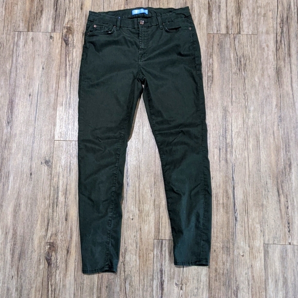 7 for All Mankind Blair Dark Green Soft Brushed Cotton Super Skinnies - Picture 7 of 14